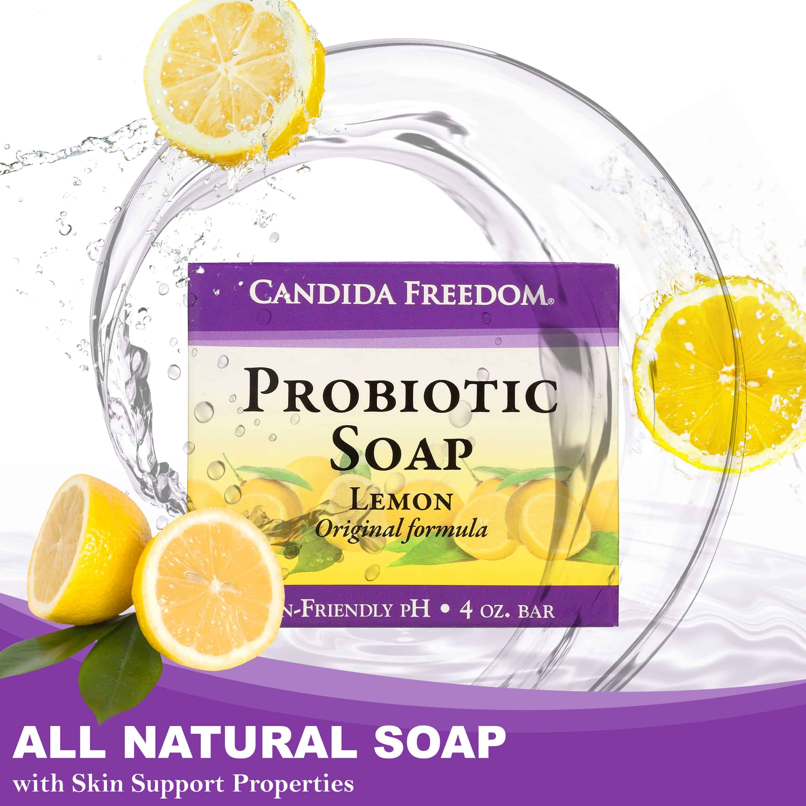 Candida Freedom Probiotic Soap 4 OZ Bar Lemon (Original) Candida